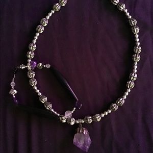 Amethyst necklace with silver Navajo beads! Set with an amethyst bracelet.